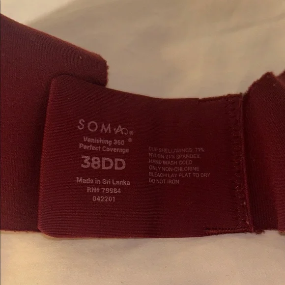 Elegant Burgundy Women's Soma Bra - Picture 2 of 7